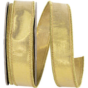 7/8" x 10 Yards 2 Sided Dupioni Gold Wired Edge Ribbon