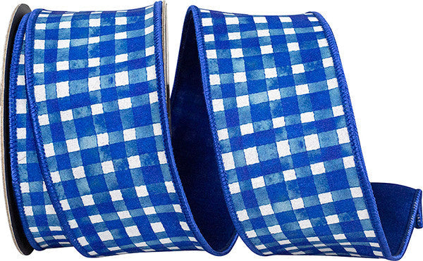 2.5" x 10 Yds Royal Blue Check Dupioni Ribbon