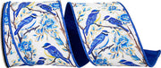 4" x 10 Yds Blue Bird Dupioni Wired Ribbon