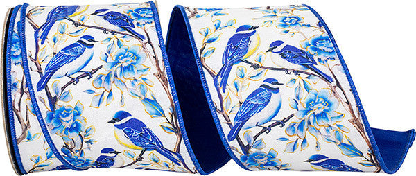 4" x 10 Yds Blue Bird Dupioni Wired Ribbon