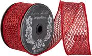 Metallic Net Wired Red Ribbon (2-Sizes)