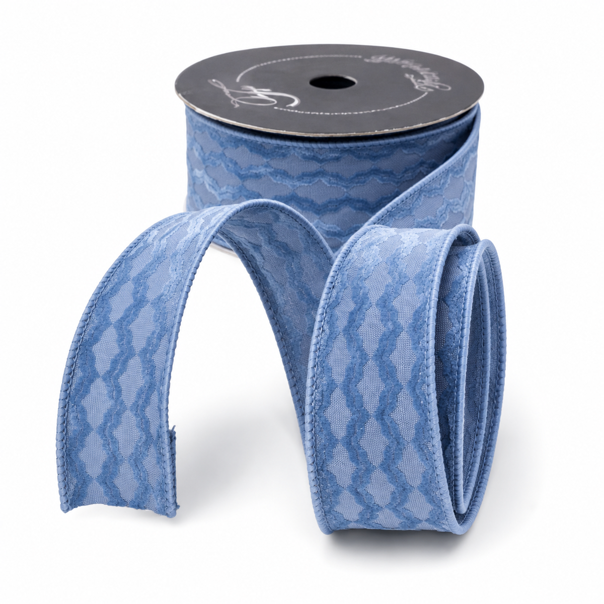 1.5" x 5 Yards Steel Blue Corbel Wired Ribbon