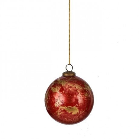 5" Marbled Bugundy Gold Etched Ornament