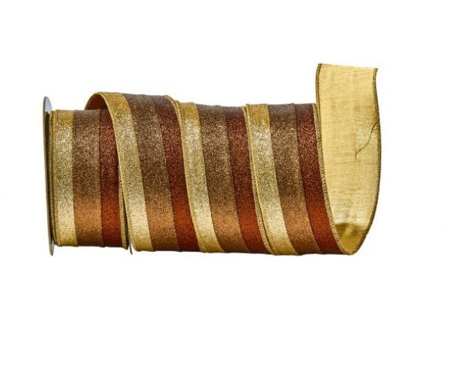 2.5" x 10 Yards Triple Glitter Stripe Wired Ribbon