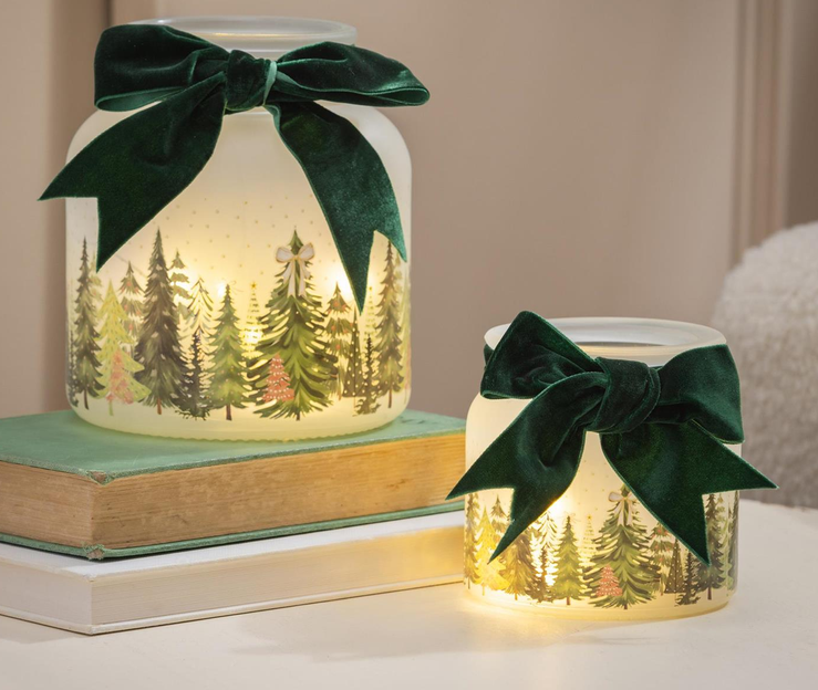 LED Shades of Emerald Tree Forest Candle Holder (2 Sizes)