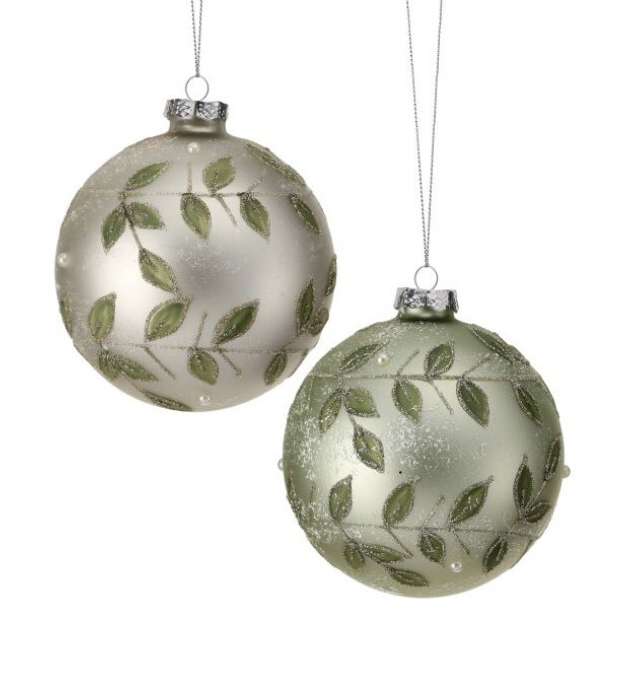 4" Glass Leaf Garland Ornament (2 Colors)