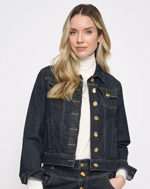 Gold Button Denim Jacket by: Picadilly