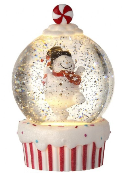 7" LED Snowman Cupcake Snowglobe