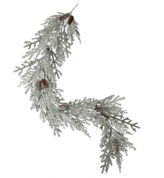 5-ft Snowy Pine Garland w/ Cones
