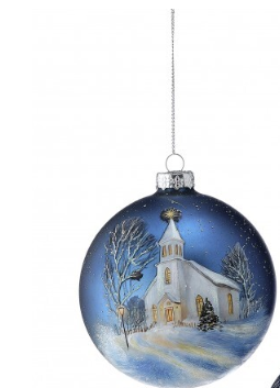5" Glass Winter Church Ornament (2-Styles)