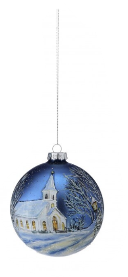 5" Glass Winter Church Ornament (2-Styles)