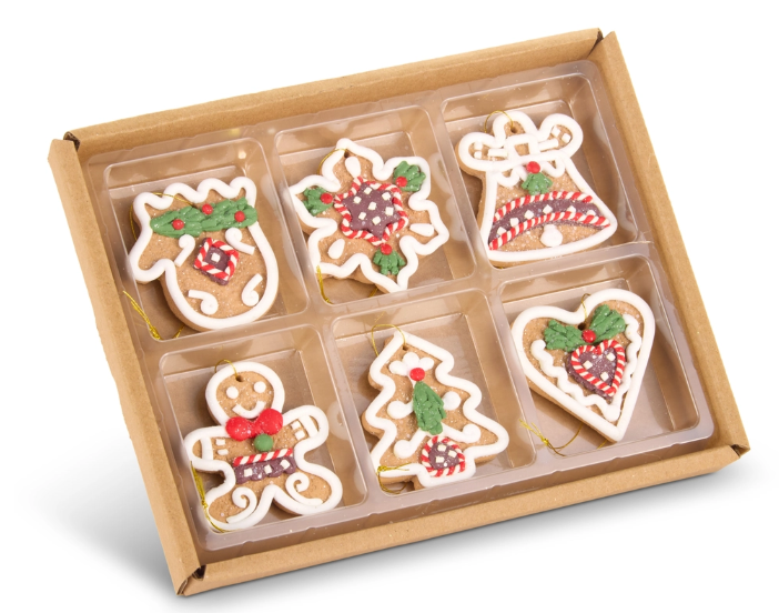 Set of 6 Mini Decorated Gingerbread Cookie Ornaments