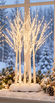 30" LED Glittered Forest Tree Grove