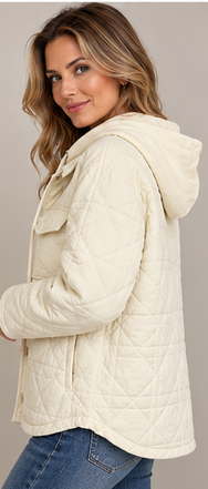 Aspen Ivory Quilted Hooded Jacket By: Mystree