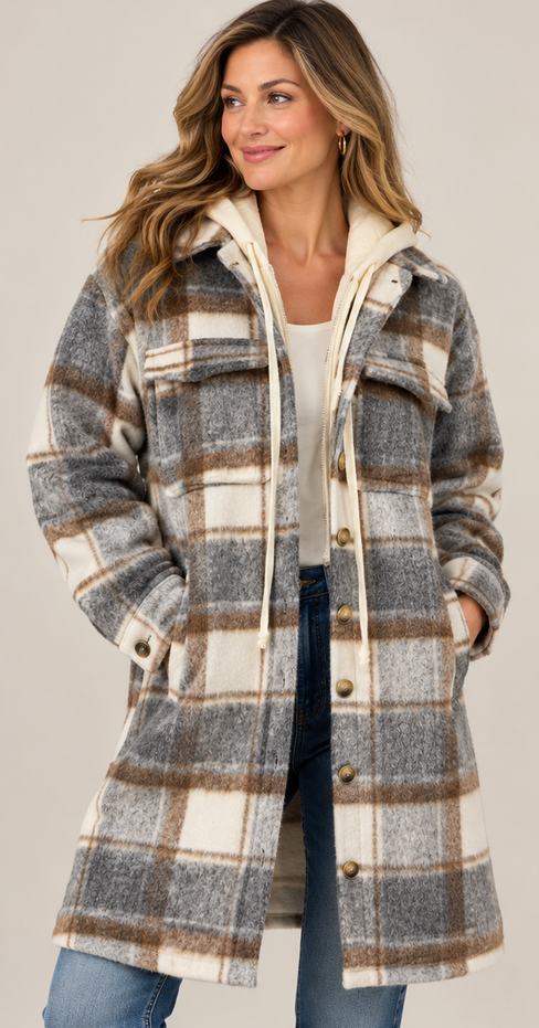 Highlands Plaid Hooded Jacket By: Mystree