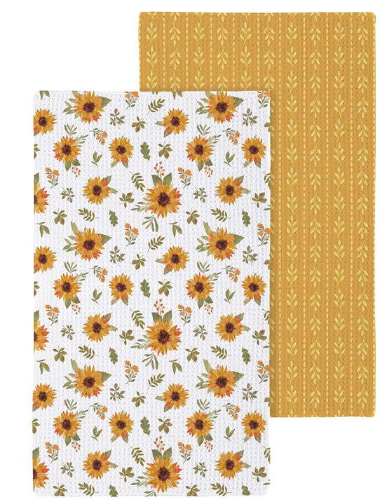 18" x 30" Two-Sided Quick Dry Kitchen Towel Sunflower Fields