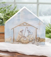 Wood Block Enamel Nativity