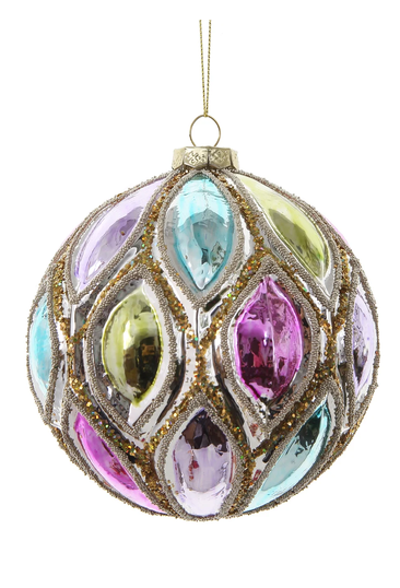 Mulitcolor Geometric Glass Ball Ornmanet By: Jim Marvin