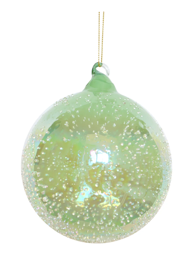 100MM Green Beaded Glass Ball Ornament By: Jim Marvin