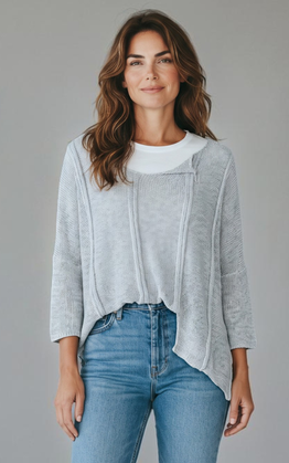 Hi-Low Knit Pullover Sweater by: Tempo Paris