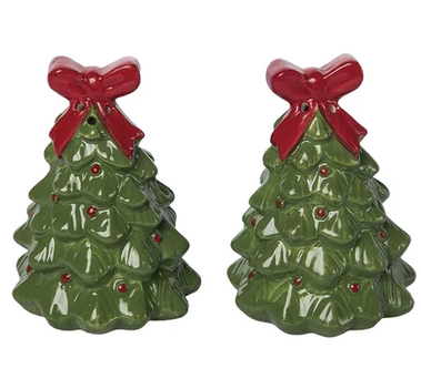 Christmas Tree w/ Bow Salt & Pepper Set