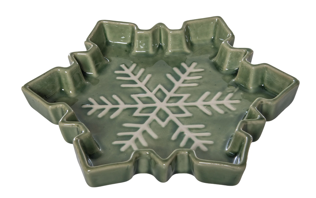Green Snowflake Platter