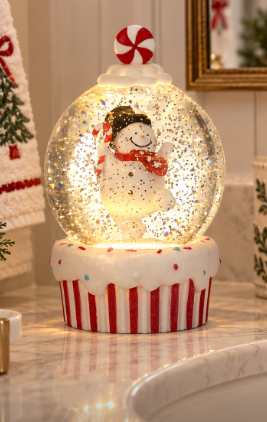 7" LED Snowman Cupcake Snowglobe