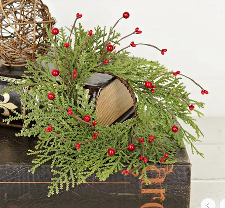 Soft Touch Cedar Red Berry Candle Ring (2-Sizes)