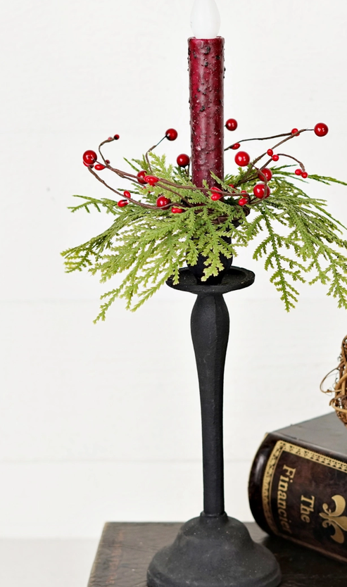 Soft Touch Cedar Red Berry Candle Ring (2-Sizes)