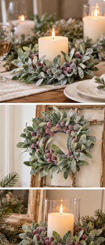 Frosted Mistletoe Candle Ring (2-Sizes)