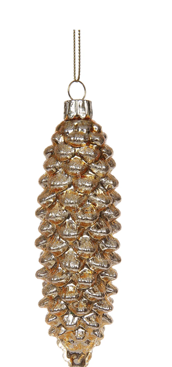 Glass Slender Pinecone Ornament (2-Colors)