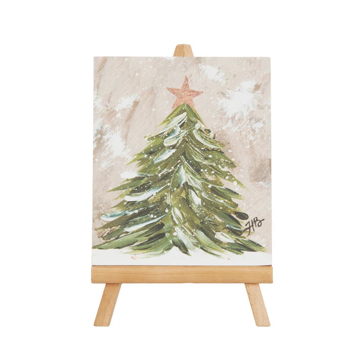 Snow Touched Christmas Tree w/ Easel
