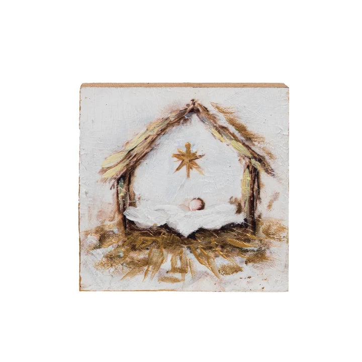 Hand Painted Manger in Creche