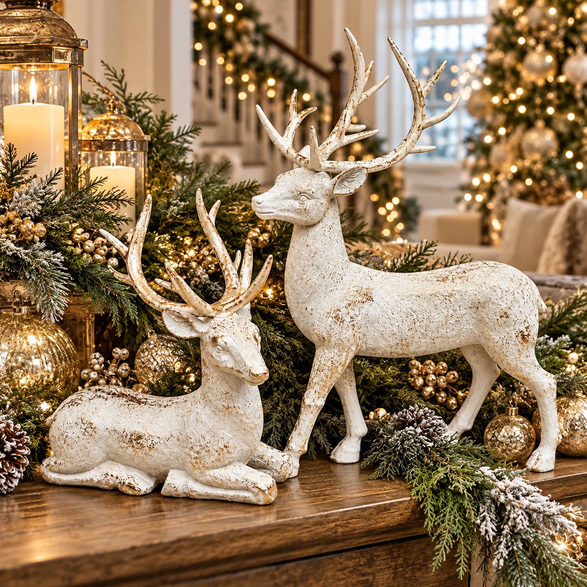 Set of 2 Gold Washed Small Deer