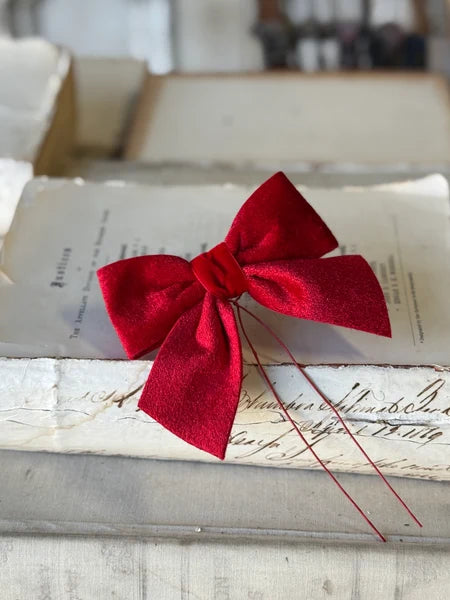 Box of 12 Velvet Red Tie on Bows