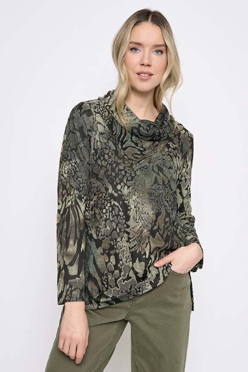 Draped Neck Dark Olive Tunic by: Picadilly