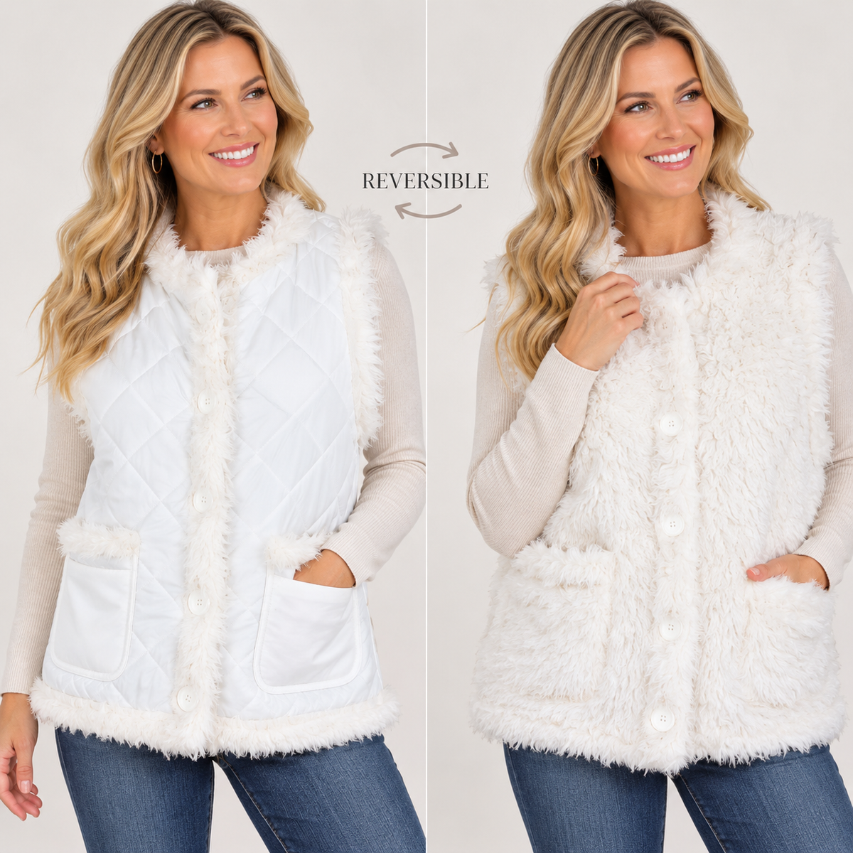 Reversible Fur Lined Pocket Vest