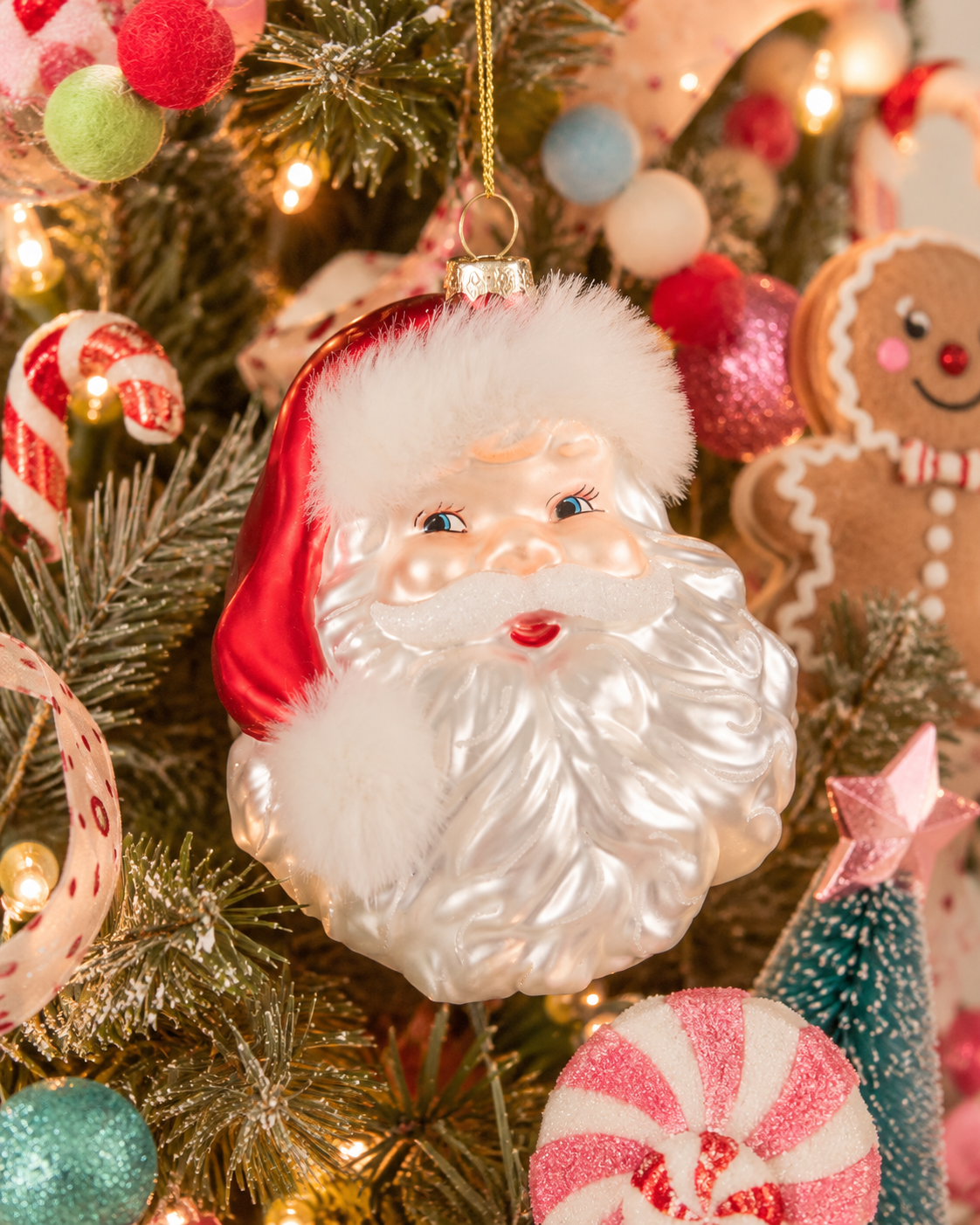Glass Santa Head Ornament