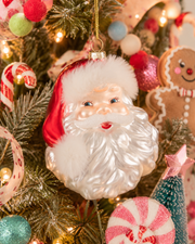 Glass Santa Head Ornament