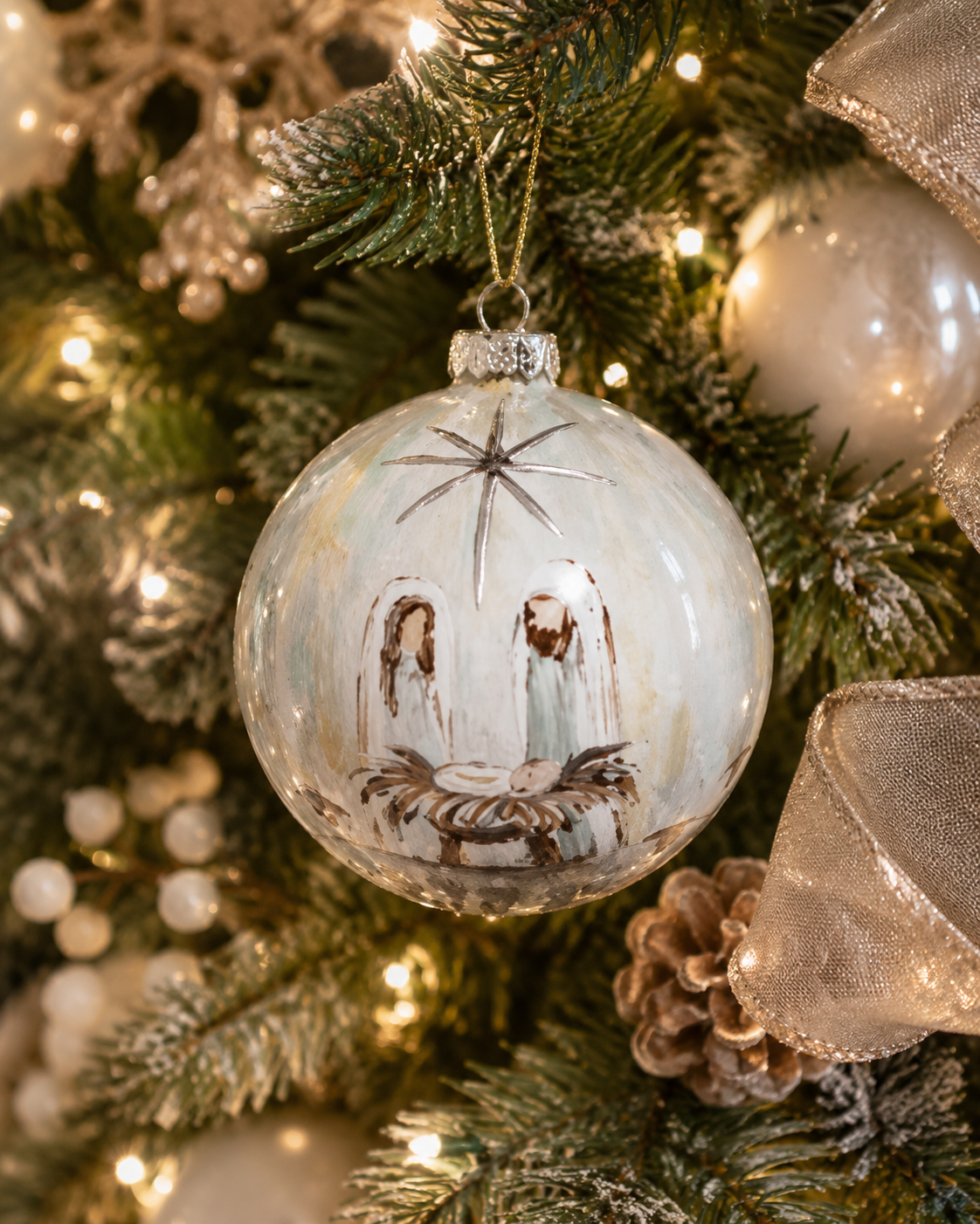 Holy Family Glass Ball Ornament