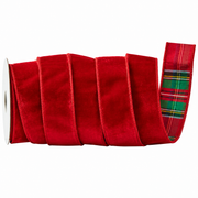 2.5" x 10 Yards Velvet w/ Plaid Backing Wired Ribbon