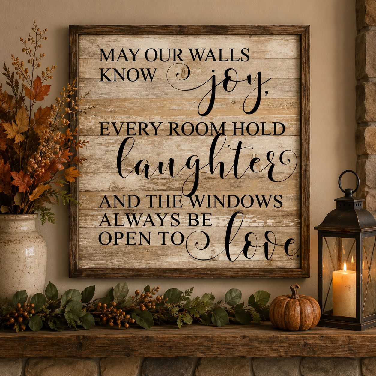 May Your Walls Know Joy Reclaimed Pallet Sign White