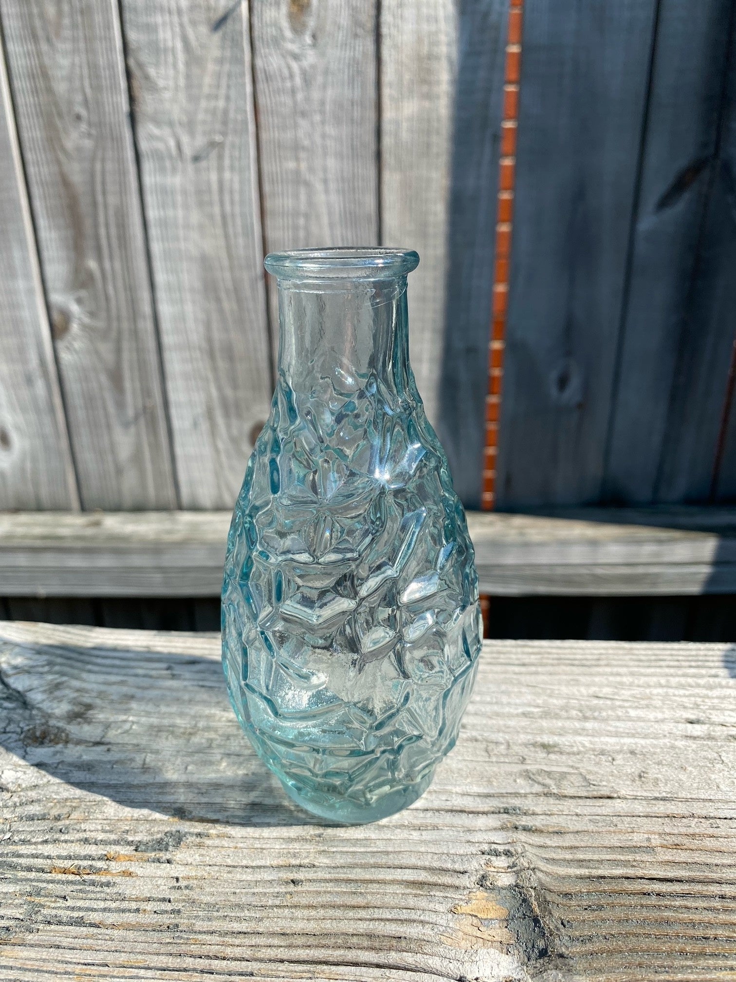 Blue Glass Textured Vase