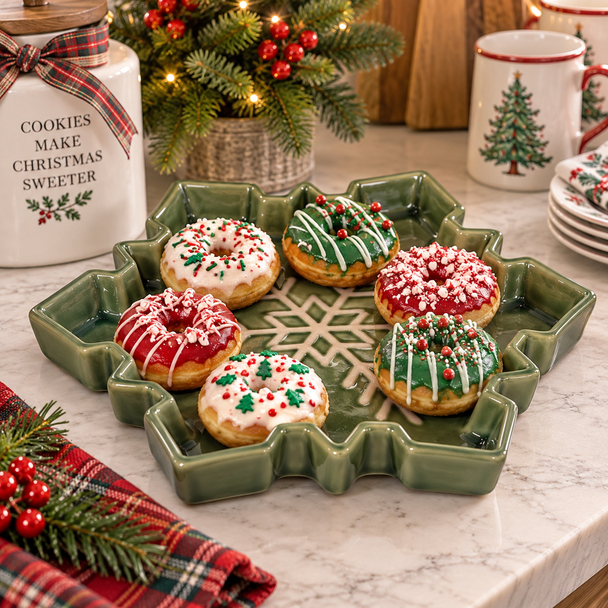 Green Snowflake Platter