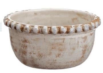 Beaded Distressed White Bowl