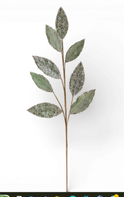 28" Glitter Sage Leaf Spray