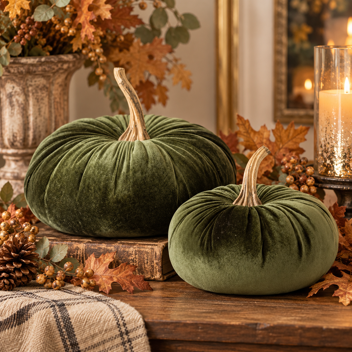 Evergreen Luxe Velvet Pumpkin (2-Sizes)