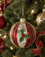 Holly Leaf Glass Ball Ornament