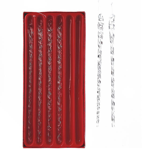 7.5" Set of 6 Glass Twist Icicles