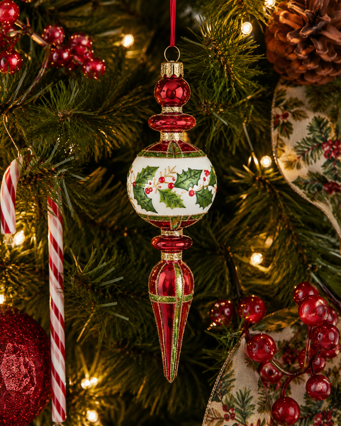 Holly Finial Ornament